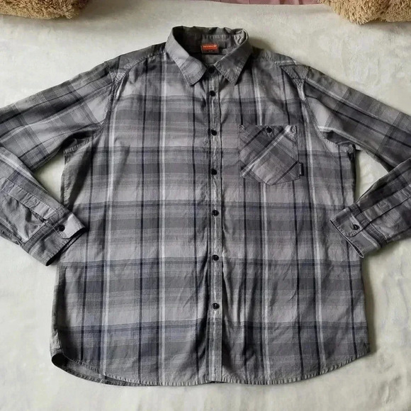 Merrell Men's Gray Plaid Long Sleeve XL Shirt Logo - Picture 1 of 8
